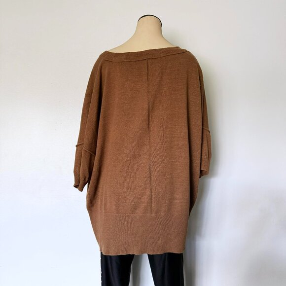 sz SMALL Free People WFH sweater tee shirt mushroom brown t-shirt oversized S - Picture 3 of 9